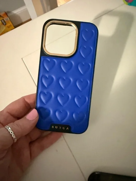 Burga Blue Heart Embossed Protective Phone Case - Picture 1 of 4